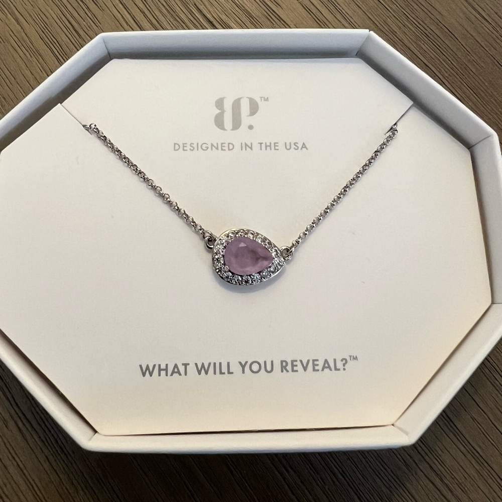 NWT BP Purple Kunzite Rhodium Plated Chain Necklace